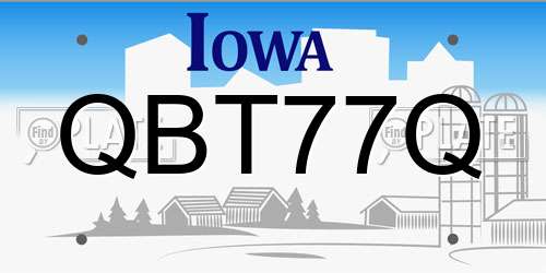 QBT77Q Iowa License Plate