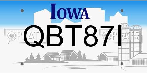 QBT87I Iowa License Plate