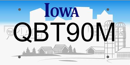 QBT90M Iowa License Plate