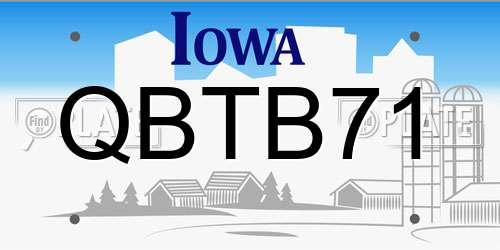 QBTB71 Iowa License Plate