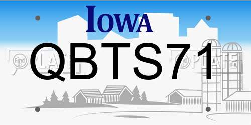QBTS71 Iowa License Plate