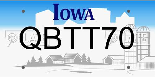 QBTT70 Iowa License Plate