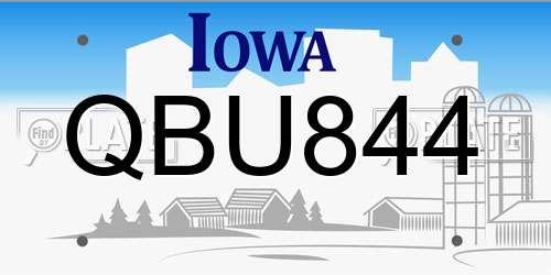 QBU844 Iowa License Plate