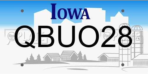 QBUO28 Iowa License Plate