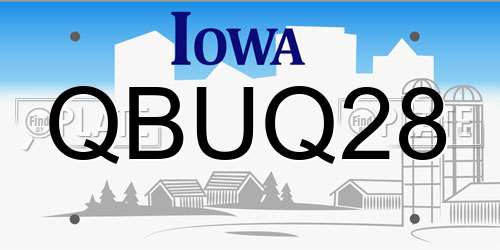 QBUQ28 Iowa License Plate