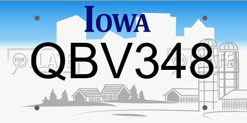 QBV348 Iowa License Plate