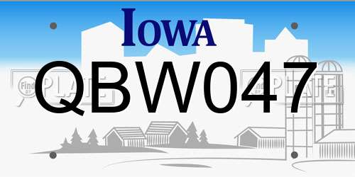 QBW047 Iowa License Plate