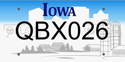 QBX026 Iowa License Plate