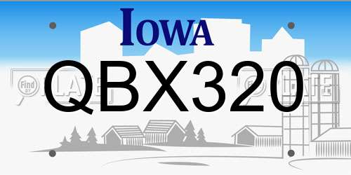 QBX320 Iowa License Plate