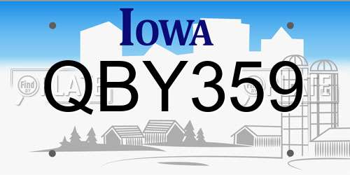 QBY359 Iowa License Plate