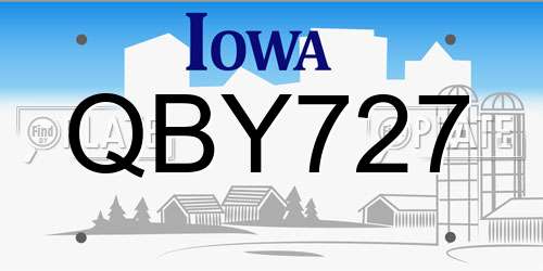 QBY727 Iowa License Plate