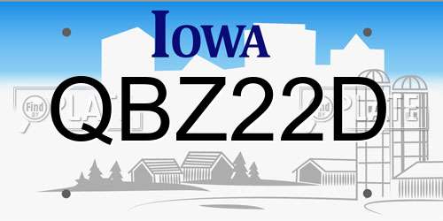 QBZ22D Iowa License Plate