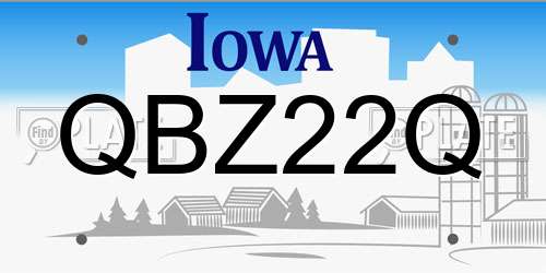 QBZ22Q Iowa License Plate