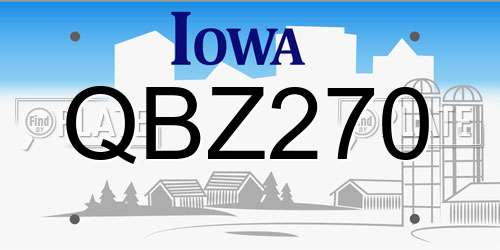 QBZ270 Iowa License Plate