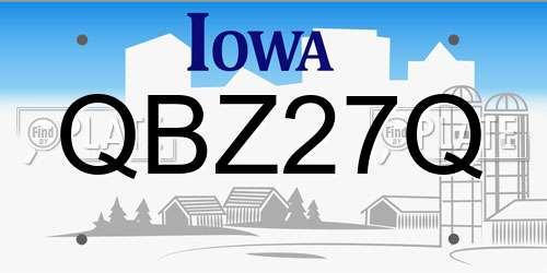 QBZ27Q Iowa License Plate