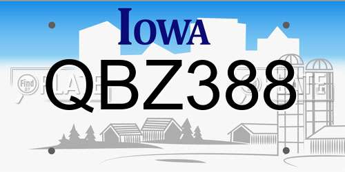 QBZ388 Iowa License Plate