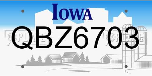 QBZ6703 Iowa License Plate