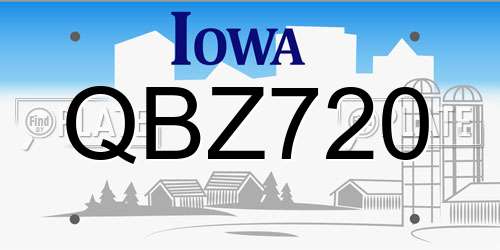 QBZ720 Iowa License Plate