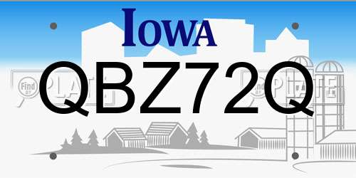 QBZ72Q Iowa License Plate