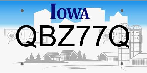 QBZ77Q Iowa License Plate