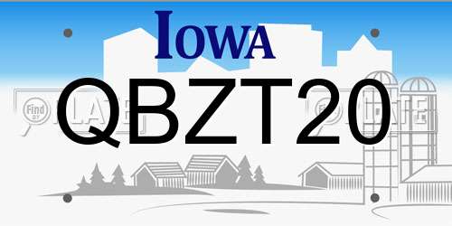 QBZT20 Iowa License Plate