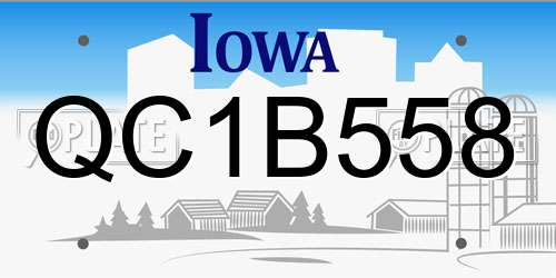 QC1B558 Iowa License Plate