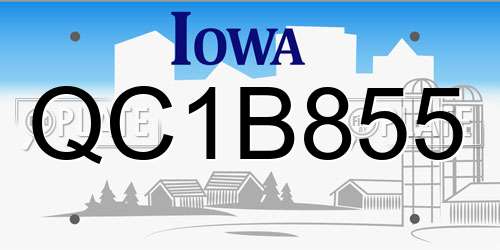 QC1B855 Iowa License Plate