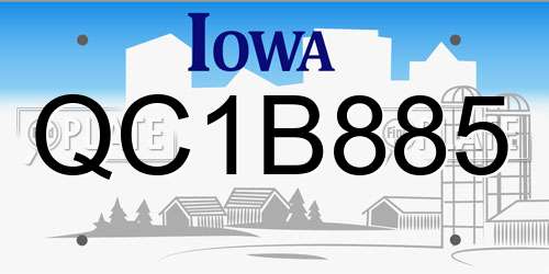 QC1B885 Iowa License Plate