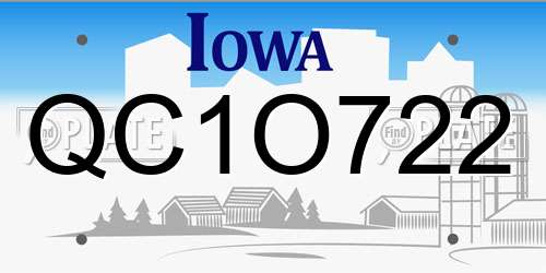 QC1O722 Iowa License Plate