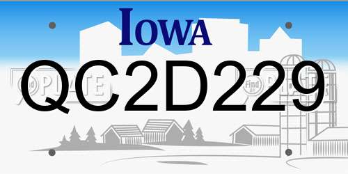 QC2D229 Iowa License Plate