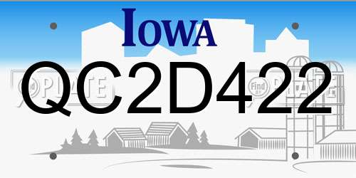 QC2D422 Iowa License Plate
