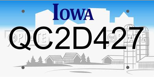QC2D427 Iowa License Plate