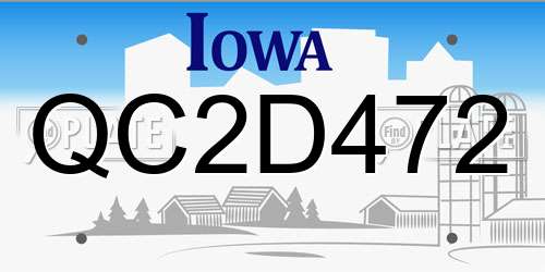 QC2D472 Iowa License Plate