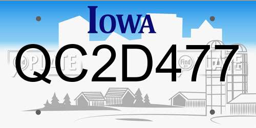 QC2D477 Iowa License Plate