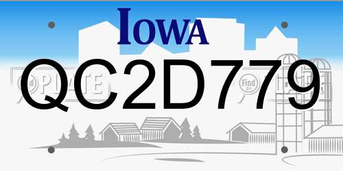 QC2D779 Iowa License Plate