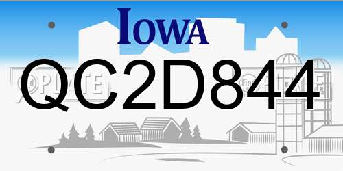 QC2D844 Iowa License Plate