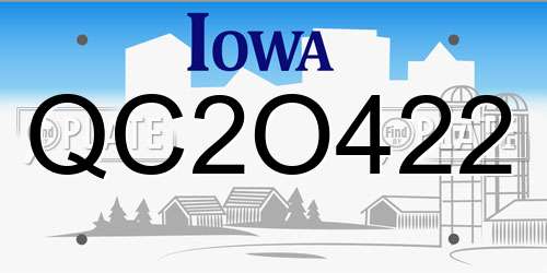 QC2O422 Iowa License Plate