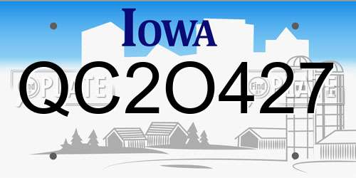 QC2O427 Iowa License Plate
