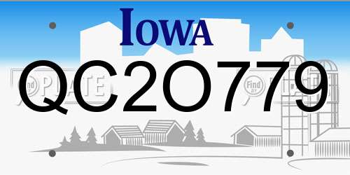 QC2O779 Iowa License Plate