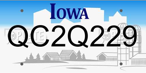 QC2Q229 Iowa License Plate
