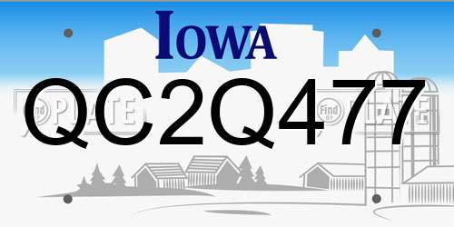 QC2Q477 Iowa License Plate