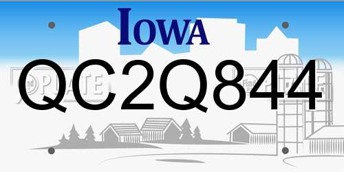 QC2Q844 Iowa License Plate