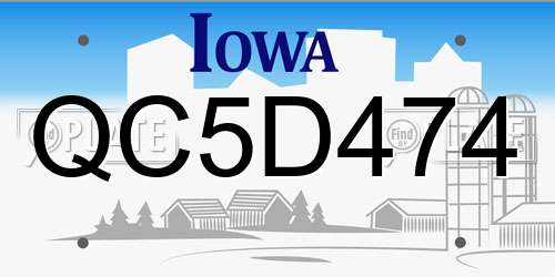 QC5D474 Iowa License Plate