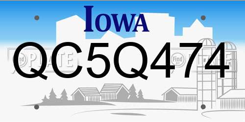 QC5Q474 Iowa License Plate