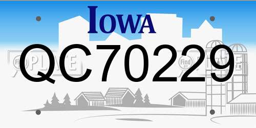 QC70229 Iowa License Plate