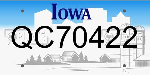 QC70422 Iowa License Plate
