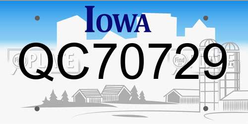 QC70729 Iowa License Plate