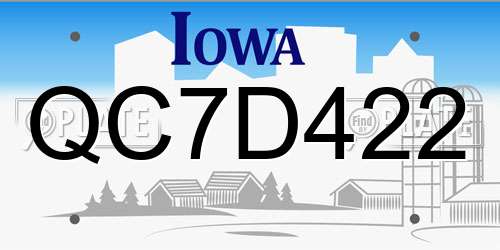 QC7D422 Iowa License Plate