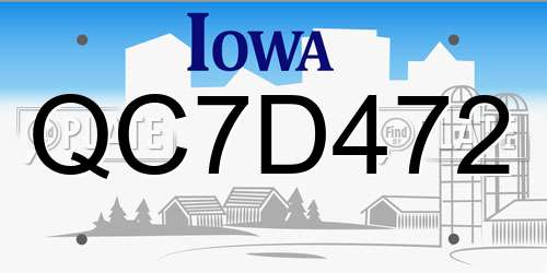 QC7D472 Iowa License Plate
