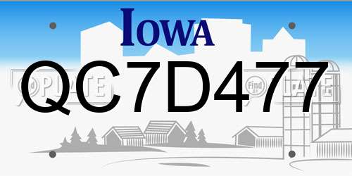 QC7D477 Iowa License Plate